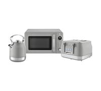 Swan Retro Kitchen Set, 1.7L Kettle, 4 Slice Toaster and Digital Microwave, Grey