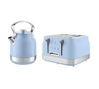 Swan Retro Kitchen Set, 1.7L Rapid Boil Kettle with 360 Degree Base, 3000W, and 4 Slice Toaster with 7 Browning Levels, 1860W, Blue, SK14631BLU & ST19029BLU