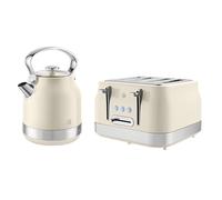 Swan Retro Kitchen Set, 1.7L Rapid Boil Kettle with 360 Degree Base, 3000W, and 4 Slice Toaster with 7 Browning Levels, 1860W, Cream, SK14631C & ST19029C