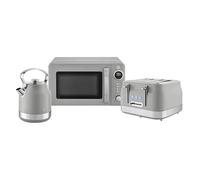 Swan Retro Kitchen Set, 1.7L Rapid Boil Kettle with 360 Degree Base, 3000W, and 4 Slice Toaster with 7 Browning Levels, 1860W and 20L Digital Microwave, Grey, SK14631GRY & ST19029GRY & SM4425GRY
