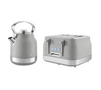 Swan Retro Kitchen Set, 1.7L Rapid Boil Kettle with 360 Degree Base, 3000W, and 4 Slice Toaster with 7 Browning Levels, 1860W, Grey, SK14631GRY & ST19029GRY