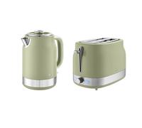 Swan Retro Kitchen Set, 1.7L Rapid Boil Kettle with Removable Limescale Filter and 930W 2-Slice Toaster with 6 Browning Levels, Green, SK19025GRN & ST19028GRN