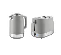Swan Retro Kitchen Set, 1.7L Rapid Boil Kettle with Removable Limescale Filter and 930W 2-Slice Toaster with 6 Browning Levels, Grey, SK19025GRY & ST19028GRY