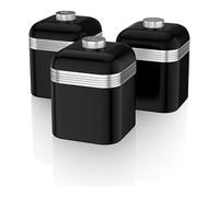 Swan Retro Kitchen Storage Canisters, Set of 3, Iron, 1 Litre,- Black