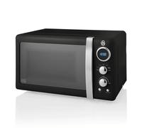 Swan Retro LED Digital Microwave Black, 20L, 800W, 6 Power Levels Including Defr