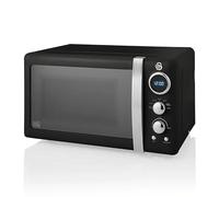 Swan Retro LED Digital Microwave Black, 20L, 800W, 6 Power Levels Including Defrost Setting, SM22030LBN