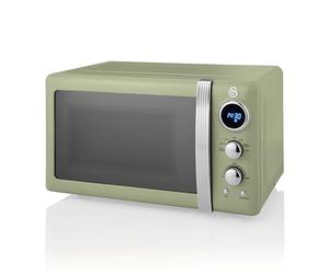 Swan Retro LED Digital Microwave Green, 20L, 800W, 6 Power Levels Including Defrost Setting, SM22030LGN
