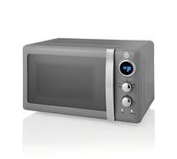 Swan Retro LED Digital Microwave Grey, 20L, 800W, 6 Power Levels Including Defrost Setting, SM22030LGRN