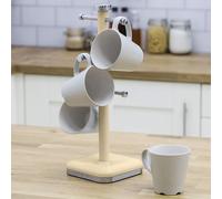 Swan SWKA1030CN Retro 6 Cup Mug Tree, Weighted Base, Cream