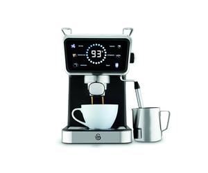 Swan Retro Pump Espresso Coffee Machine, Digital Smart Touch Display, 5 Pre-Sets, 20 Bar Pressure, Milk Frother for Latte and Cappuccino Drinks, 1 & 2-Shot Filters, 1.5 Litre, Black, SK22113BLK