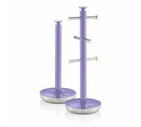 Swan Retro Range Towel Pole & Mug Tree Set 6 Mugs Capacity, Purple -SWKA1054PURN