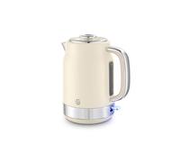 Swan SK19025C Retro Jug Kettle, Rapid Boil, Removable Limescale Filter, Easy Pour, 360 Degree Base, Water Indicator Window and Boil Dry Protection 1.7L, 3KW, Cream and Stainless Steel