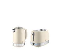 Swan Retro Revive Kitchen Set, 1.7L Rapid Boil Jug Kettle and 2 Slice Toaster, 930W, Cream, SK19025C & ST19028C