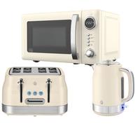 Swan Retro Revive 3-Piece Kitchen Bundle - 1.7L Kettle, 4-Slice Toaster, 20L Microwave