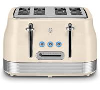 SWAN Retro Revive 4 Slice Toaster, Vintage, Cord Storage, Variable Width Slots, 1860W, Coated Stainless Steel, Blue and Chrome Accents - ST19029C