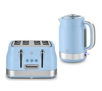 Swan Retro Revive Blue Jug 1.7L Kettle & 4 Slice Toaster Kitchen Set