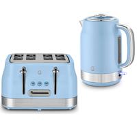 Swan Retro Revive Blue Jug 1.7L Kettle & 4 Slice Toaster Retro Kitchen Set