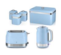 Swan Retro Revive Blue Jug Kettle 2 Slice Toaster Breadbin & Canisters