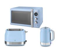 Swan Retro Revive Blue Jug Kettle, 2 Slice Toaster & Microwave