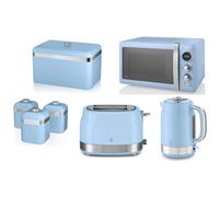 Swan Retro Revive Blue Jug Kettle 2 Slice Toaster Microwave & Storage