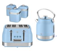 Swan Retro Revive Blue Stovetop Kettle 4 Slice Toaster Kitchen Canisters Set