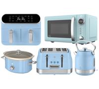 SWAN Retro Revive Blue Stovetop Kettle Toaster Microwave Air Fryer Slow Cooker [EEK: Compliant]