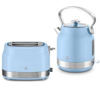 Swan Retro Revive Blue Traditional 1.7L 3KW Kettle & 2 Slice Toaster. Stovetop Inspired Design Kettle & Toaster Matching Retro Design Kitchen Electrical Set in Blue