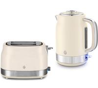 Swan Retro Revive Chantilly Cream Jug Kettle & 2 Slice Toaster Kitchen Set