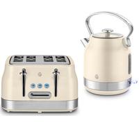 Swan Retro Revive Cream StoveTop Design Kettle & 4 Slice Toaster Kitchen Set