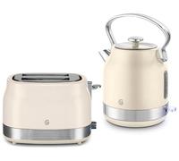 Swan Retro Revive Cream Traditional 1.7L 3KW Kettle & 2 Slice Toaster. Stovetop Inspired Design Kettle & Toaster Matching Retro Design Kitchen Electrical Set in Chantilly Cream