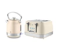 Swan Retro Revive Cream Traditional Kettle & 4 Slot Toaster Set
