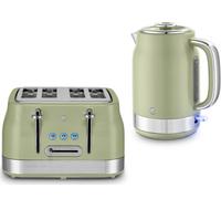 Swan Retro Revive Green 1.7L 3Kw Jug Kettle And 4-Slice Toaster Retro Kitchen Set