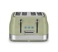Swan ST19029GRN Retro 4 Slice Toaster with 7 Browning Levels, Removable Crumb Trays, Defrost, Reheat and Cancel Functions, Hidden Cord Storage, Non-Slip Feet, 1860W, Green and Stainless Steel