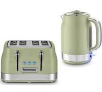 Swan Retro Revive Green Jug 1.7L Kettle & 4 Slice Toaster Retro Kitchen Set