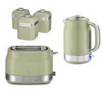 Swan Retro Revive Green Jug Kettle 2 Slice Toaster Canisters Kitchen Bundle Set