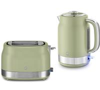 Swan Retro Revive Green Jug Kettle & 2 Slice Toaster Matching Kitchen Set