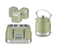 Swan Retro Revive Green Stovetop Kettle 4 Slice Toaster & Canisters