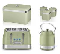 Swan Retro Revive Green Stovetop Style Kettle 4 Slice Toaster Breadbin Canisters