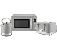 Swan Retro Kitchen Set, 1.7L Rapid Boil Kettle with 360 Degree Base, 3000W, and 4 Slice Toaster with 7 Browning Levels, 1860W and 20L Digital Microwave, Grey, SK14631GRY & ST19029GRY & SM4425GRY
