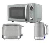 Swan Retro Revive Grey Jug Kettle 2 Slice Toaster Digital Microwave Kitchen Set