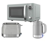 Swan Retro Revive Grey Jug Kettle, 2-Slice Toaster & Digital Microwave Set
