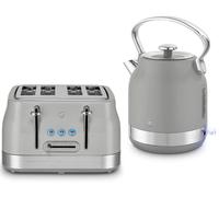 Swan Retro Revive Grey StoveTop Design Kettle & 4 Slice Toaster Kitchen Set
