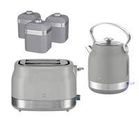 Swan Retro Revive Grey Stovetop Kettle, 2-Slice Toaster & Canisters Set