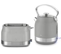 Swan Retro Revive Grey Traditional 1.7L 3KW Kettle & 2 Slice Toaster. Stovetop Inspired Design Kettle & Toaster Matching Retro Design Kitchen Electrical Set in Grey