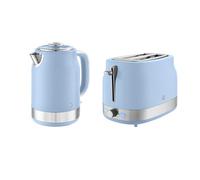 Swan Retro Revive Kitchen Set, 1.7L Rapid Boil Jug Kettle and 2 Slice Toaster, 930W, Blue, SK19025BLU & SK19028BLU