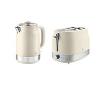 Swan Retro Revive Kitchen Set, 1.7L Rapid Boil Jug Kettle and 2 Slice Toaster, 930W, Cream, SK19025C & ST19028C