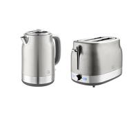 Swan Retro Revive Kitchen Set, 1.7L Rapid Boil Jug Kettle and 2 Slice Toaster, 930W, Stainless Steel, SK19025SS & ST19028SS