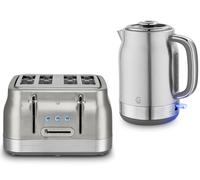 Swan Retro Revive Stainless Steel Jug 1.7L Kettle & 4 Slice Toaster Set Silver