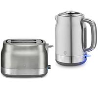 Swan Retro Revive Stainless Steel Jug Kettle & 2 Slice Toaster Set in Silver