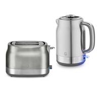 Swan Retro Revive Stainless Steel 1.7L 3KW Jug Kettle & 2 Slice Toaster. Matching Retro Design Kettle & Toaster Set in Silver with Chrome Accents